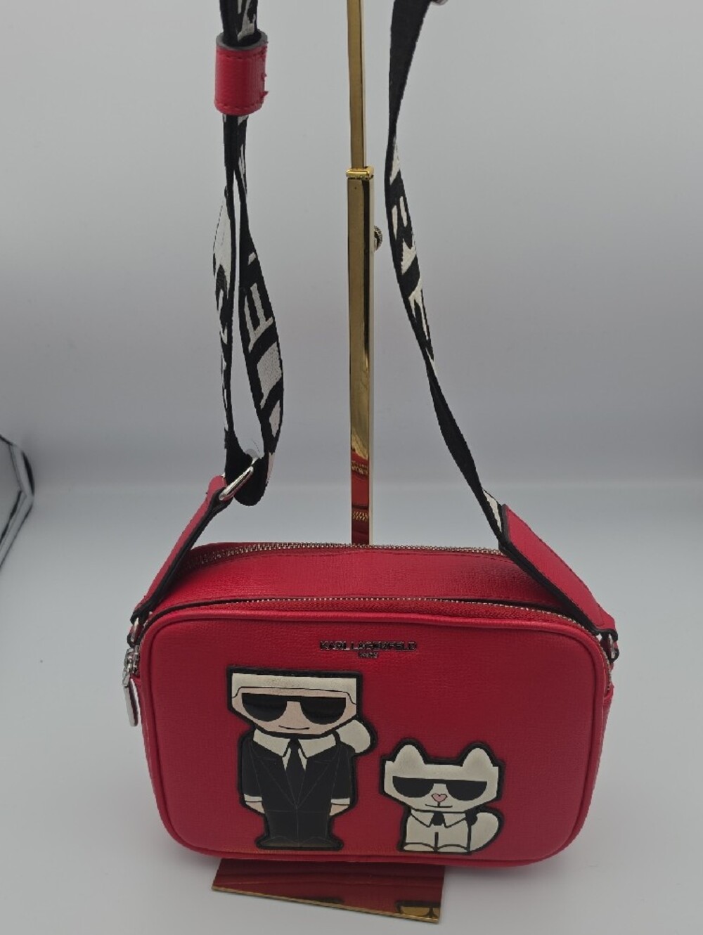 Karl Lagerfeld Red Crossbody Camera Bag W/ Characters & Guitar Strap (NWOT)❤️ - Picture 3 of 16